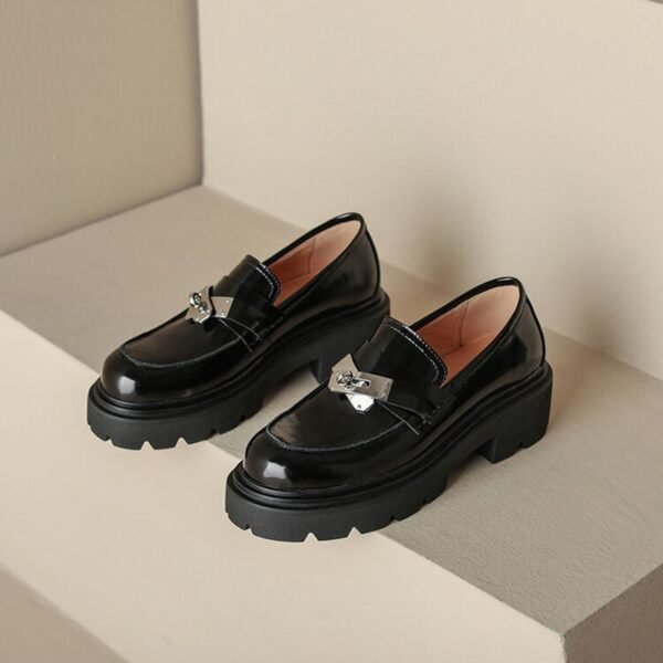 CHIKO Sanura Round Toe Block Heels Loafers Shoes