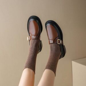 CHIKO Mbita Round Toe Block Heels T-Strap Shoes