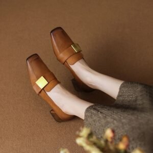 CHIKO Hasana Square Toe Block Heels Loafers Shoes