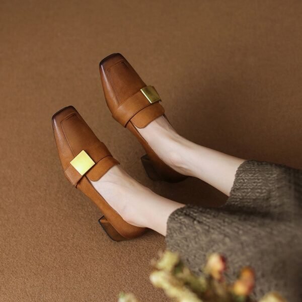 CHIKO Hasana Square Toe Block Heels Loafers Shoes