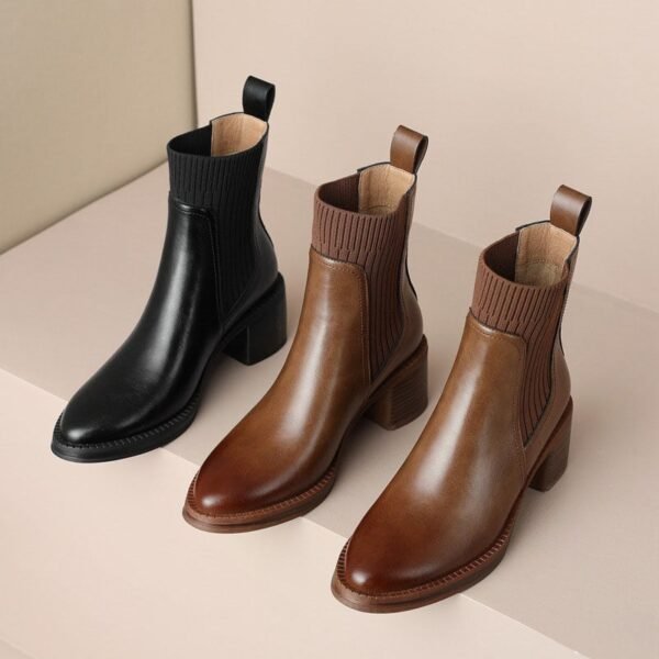 CHIKO Zina Round Toe Block Heels Ankle Boots - Image 2