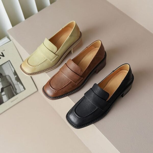 CHIKO Ngoc Square Toe Block Heels Loafers Shoes