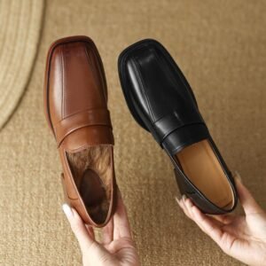 CHIKO Bian Square Toe Block Heels Loafers Shoes