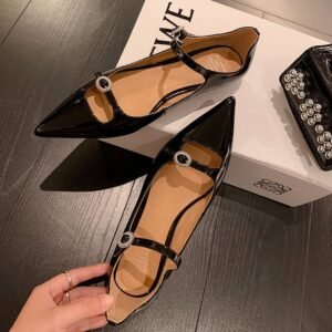 CHIKO Brynn Pointy Toe Block Heels Mary Jane Flats