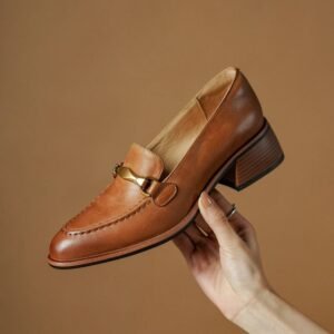CHIKO Braith Round Toe Block Heels Loafers Shoes
