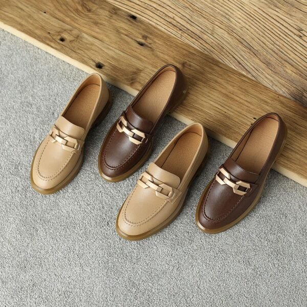 CHIKO Aelwyd Round Toe Block Heels Loafers Shoes - Image 2