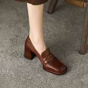 CHIKO Halle Square Toe Block Heels Loafers Shoes