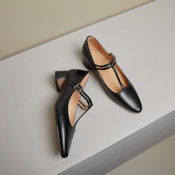 CHIKO Kisha Pointy Toe Block Heels T-Strap Shoes - Image 2