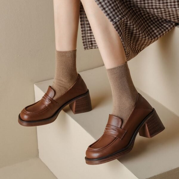 CHIKO Halla Square Toe Block Heels Loafers Shoes