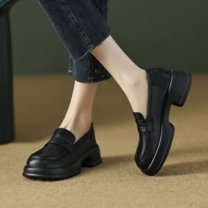 CHIKO Radhiya Round Toe Block Heels Loafers Shoes