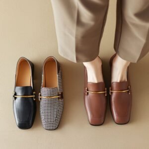 CHIKO Akeisha Square Toe Block Heels Loafers Shoes
