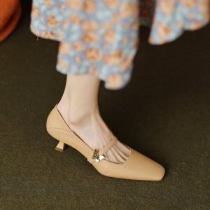 CHIKO Alex Anne Square Toe Kitten Heels Mary Jane Shoes