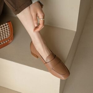 CHIKO Sanura Square Toe Block Heels Loafers Shoes