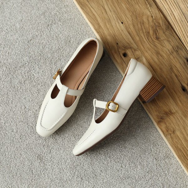CHIKO Amberly Square Toe Block Heels T-Strap Shoes - Image 2