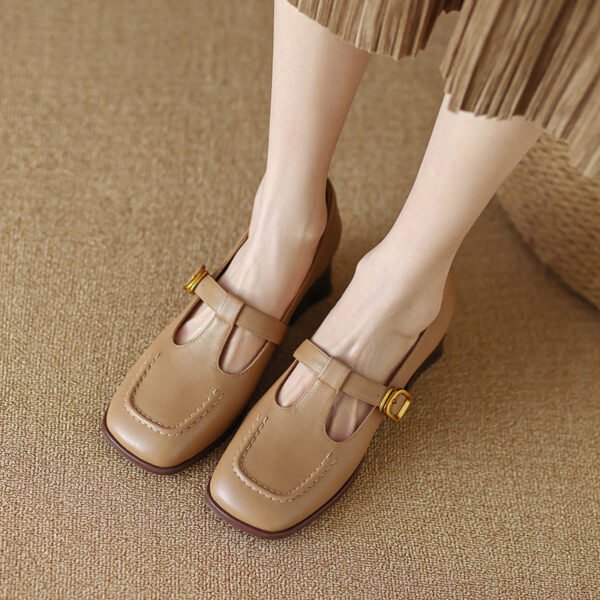 CHIKO Autum Square Toe Block Heels T-Strap Shoes - Image 2