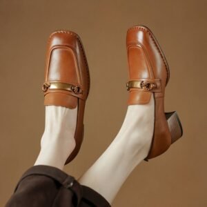 CHIKO Brieana Square Toe Block Heels Loafers Shoes