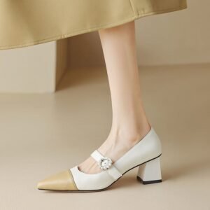 CHIKO Dericka Pointy Toe Block Heels Mary Jane Shoes