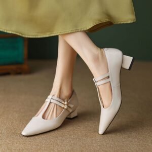 CHIKO Deondra Square Toe Block Heels T-Strap Shoes