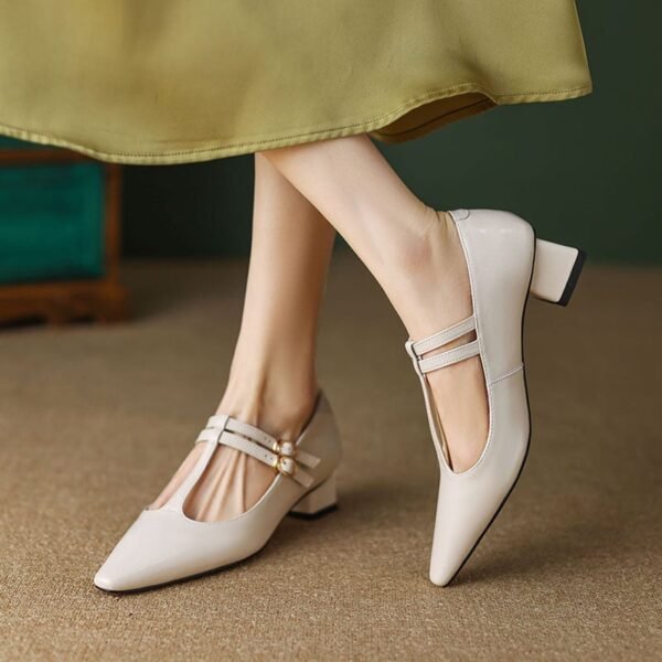 CHIKO Deondra Square Toe Block Heels T-Strap Shoes