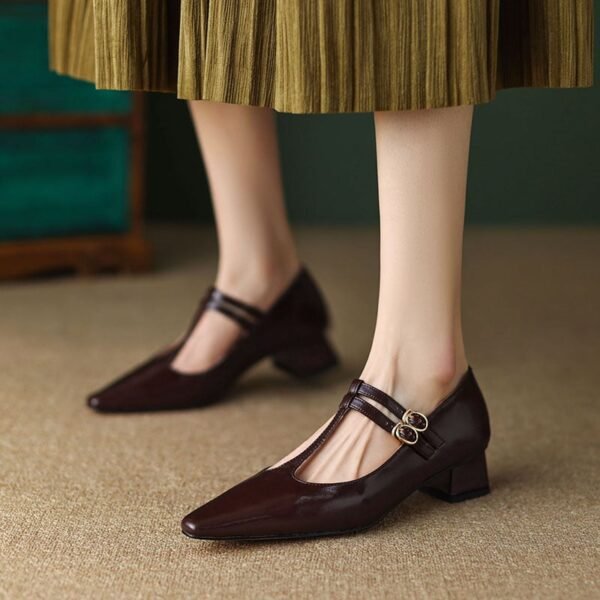 CHIKO Deondra Square Toe Block Heels T-Strap Shoes - Image 2