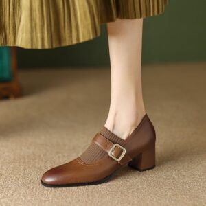 CHIKO Brooke-Lynn Round Toe Block Heels Pumps Shoes