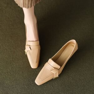 CHIKO Chessa Square Toe Kitten Heels Loafers Shoes