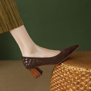 CHIKO Dawnetta Pointy Toe Block Heels Pumps Shoes
