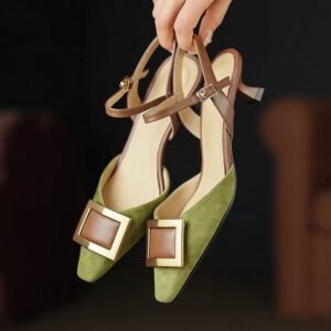 CHIKO Jarian Square Toe Kitten Heels Slingback Shoes