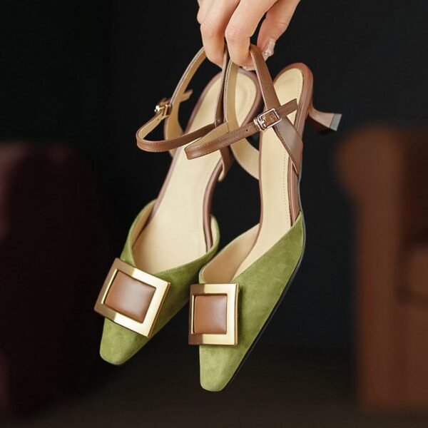 CHIKO Jarian Square Toe Kitten Heels Slingback Shoes