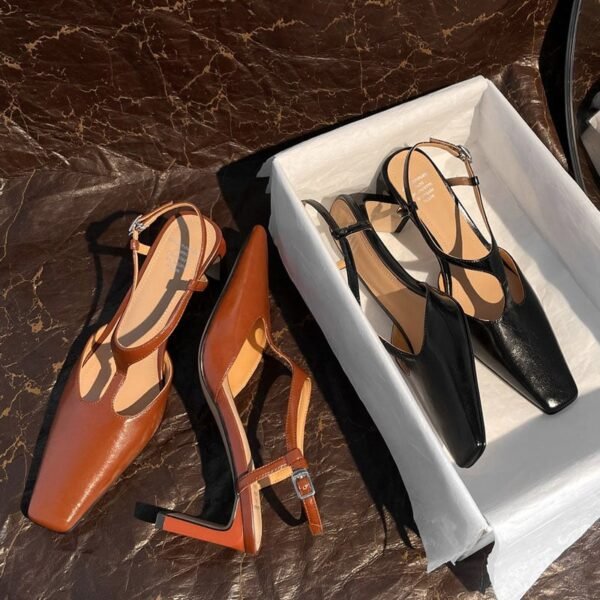 CHIKO Janeisha Square Toe Chunky Heels T-Strap Shoes - Image 2