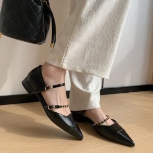 CHIKO Janae Pointy Toe Block Heels Mary Jane Shoes