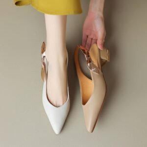 CHIKO Jerrika Pointy Toe Block Heels Slingback Shoes