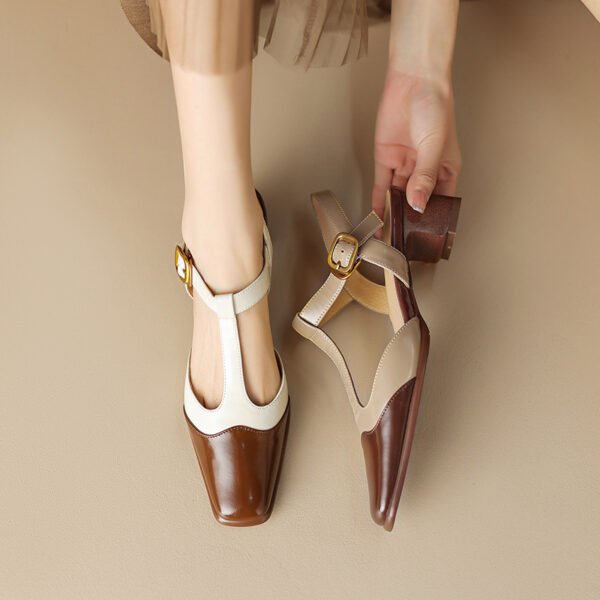 CHIKO Jonni Square Toe Block Heels T-Strap Shoes - Image 2