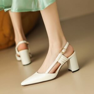 CHIKO Jerika Square Toe Block Heels Slingback Shoes