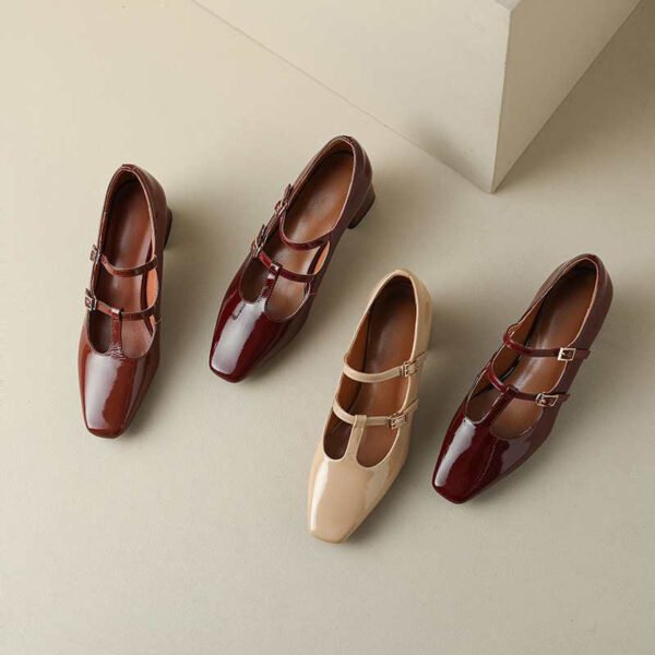 CHIKO Geena Square Toe Block Heels T-Strap Shoes - Image 2