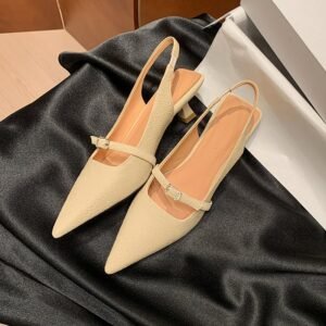 CHIKO Kasha Pointy Toe Kitten Heels Slingback Shoes