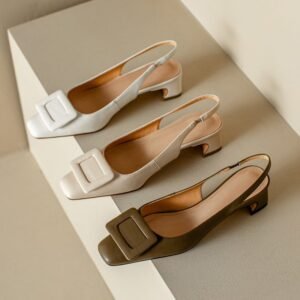 CHIKO Kassey Square Toe Block Heels Slingback Shoes