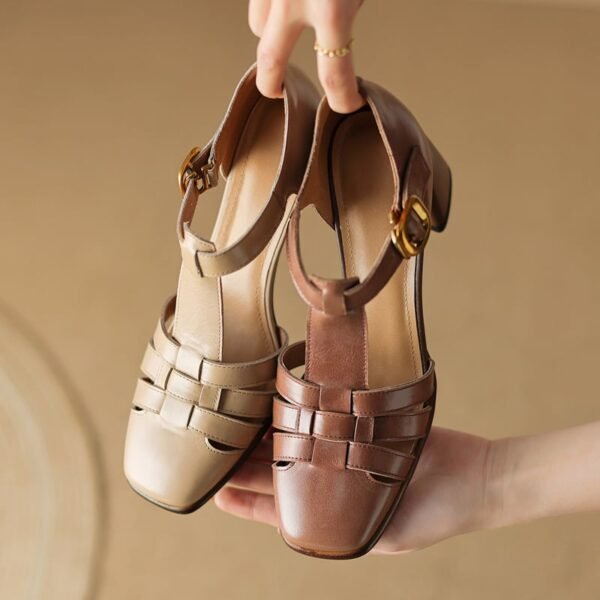 CHIKO Karolanne Square Toe Block Heels T-Strap Shoes