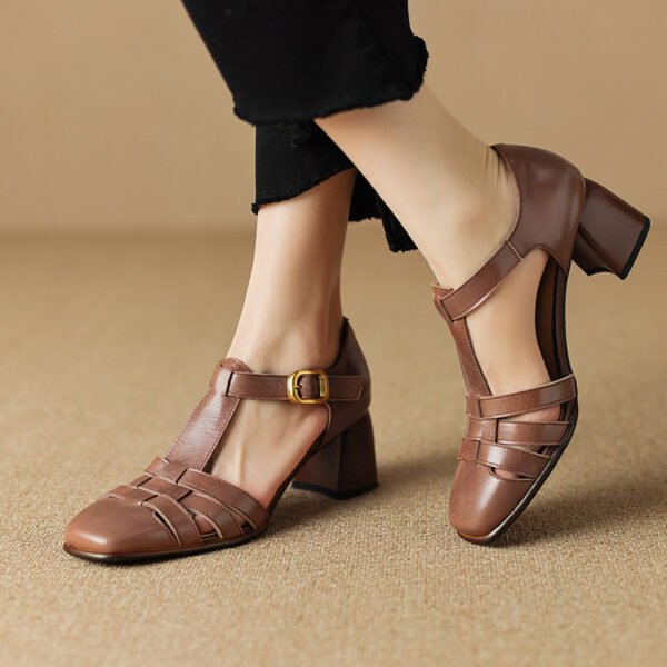 CHIKO Karolanne Square Toe Block Heels T-Strap Shoes - Image 2