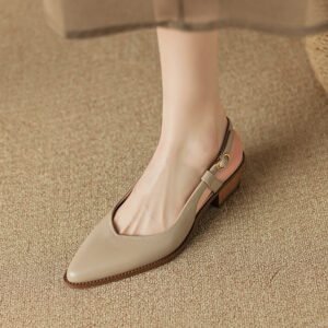 CHIKO Karrie Pointy Toe Block Heels Slingback Shoes