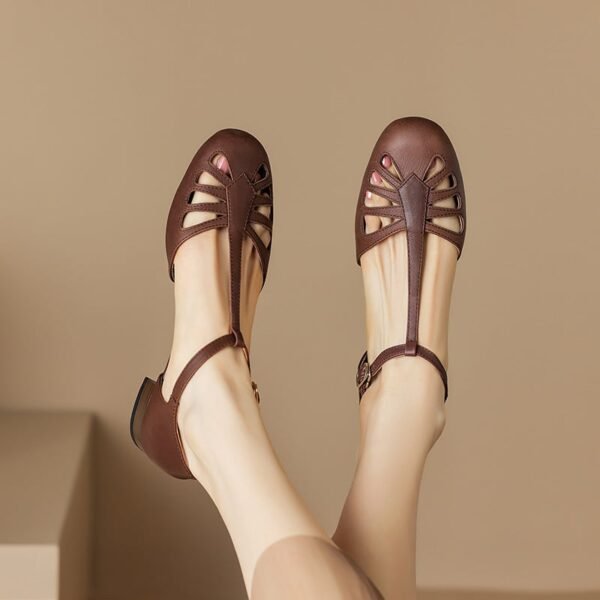 CHIKO Ladasha Round Toe Block Heels T-Strap Shoes - Image 2