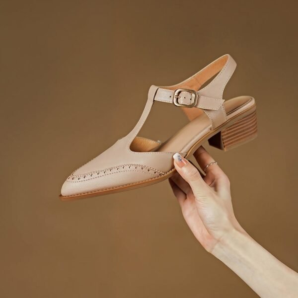 CHIKO Kimora Pointy Toe Block Heels T-Strap Shoes - Image 2