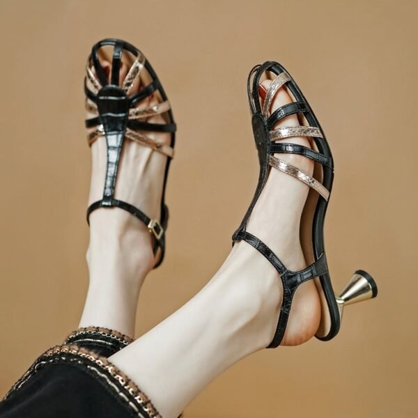 CHIKO Keyonna Peep Toe Kitten Heels T-Strap Shoes - Image 2