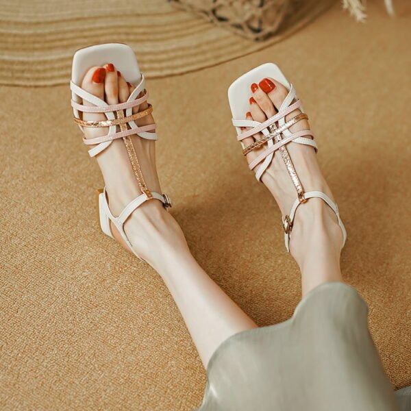 CHIKO Krissy Open Toe Block Heels T-Strap Shoes - Image 2