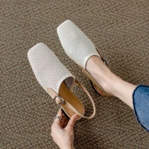 CHIKO Kayli Square Toe Block Heels Slingback Shoes