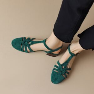CHIKO Keshawna Round Toe Block Heels T-Strap Shoes