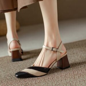 CHIKO Latesha Square Toe Block Heels Slingback Shoes