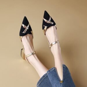 CHIKO Lateasha Pointy Toe Block Heels Slingback Shoes