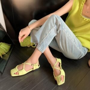 CHIKO Lawren Square Toe Block Heels Flats Sandals