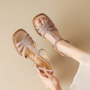 CHIKO Lekeisha Open Toe Block Heels T-Strap Shoes